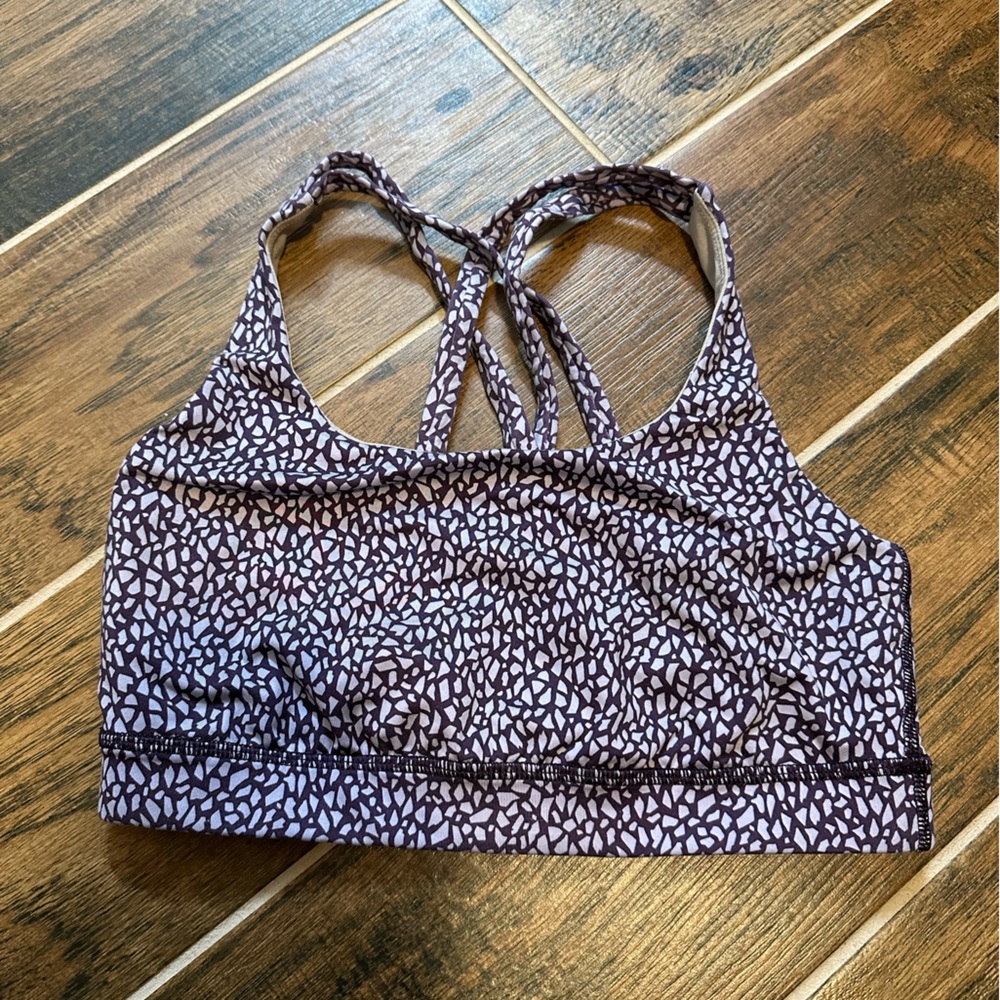Purple Patterned Sports Bra